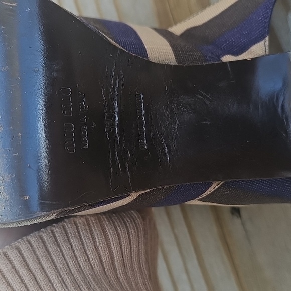 Vintage Miu Miu Striped Calzature Donna Fabric Coated Peep Toe Heels Sz 39 - Picture 3 of 7